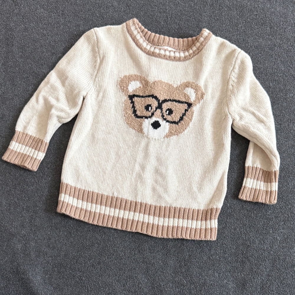 Cat & Jack Cream and Tan Knit Sweater
